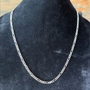 925 Sterling Silver Figaro Chain Necklace - 24”